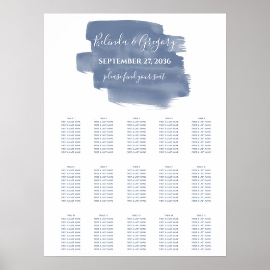 Poster Mariage d'aquarelle bleu foncé (Devant)