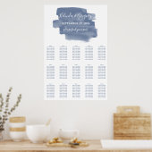 Poster Mariage d'aquarelle bleu foncé (Cuisine)