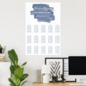 Poster Mariage d'aquarelle bleu foncé (Bureau à domicile)