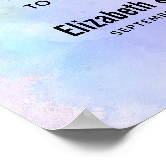 Poster Mariage d'aquarelle bleu violet élégant (Coin)