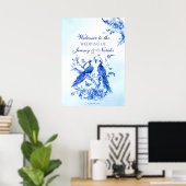 Poster Mariage d'aquarelle de paon bleu royal (Bureau à domicile)