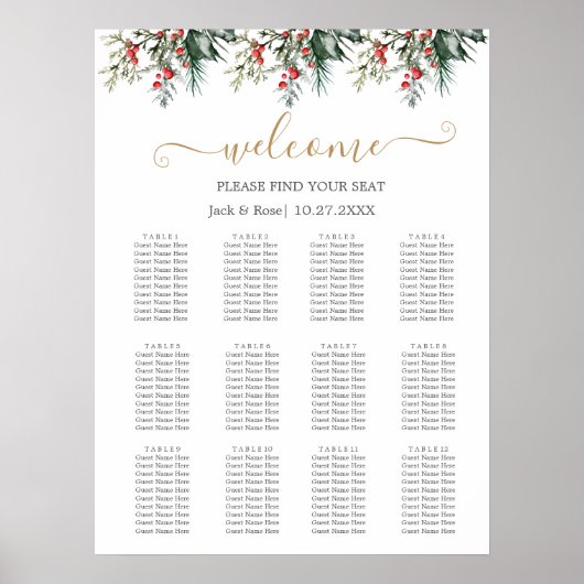 Poster Mariage d'aquarelle d'hiver (Devant)