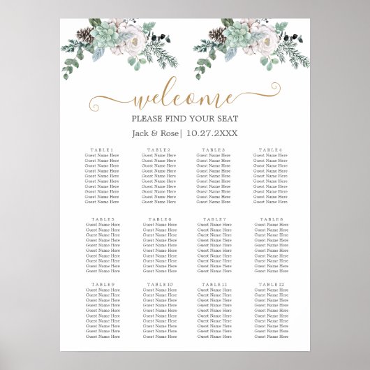 Poster Mariage d'aquarelle d'hiver (Devant)