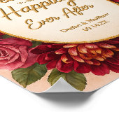 Poster Mariage d'aquarelle florale de Bourgogne (Coin)