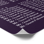 Poster Mariage d'aquarelle florale violet | Cartes de siè (Coin)