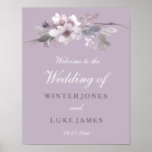 Poster Mariage d'aquarelle florale violet moderne (Devant)