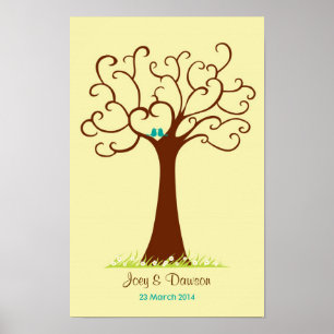 Poster Mariage d'arbre d'empreintes digitales - Heartasti
