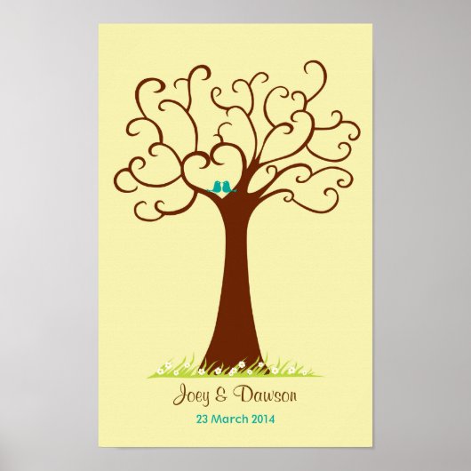 Poster Mariage d'arbre d'empreintes digitales - Heartasti (Devant)