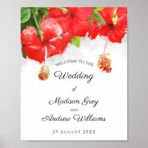Poster Mariage d'art Exotique Rouge Hibiscus