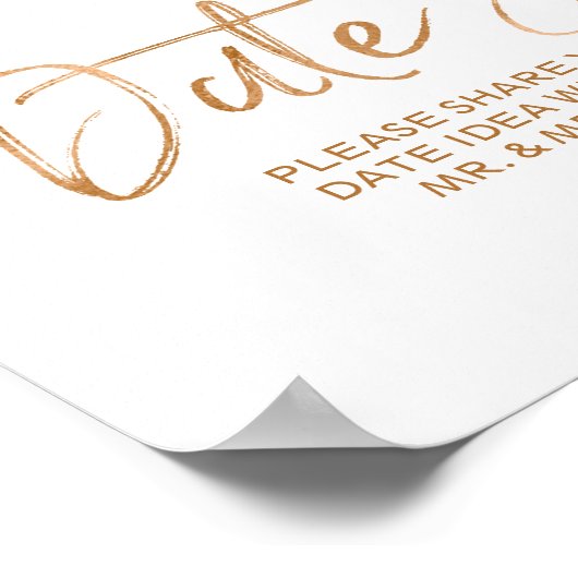 Poster Mariage Date Jar 8x10 Style Rose Gold Sign (Coin)