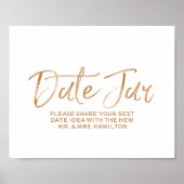 Poster Mariage Date Jar 8x10 Style Rose Gold Sign (Devant)