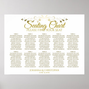 Poster Mariage de 10 tables simple Gold & White