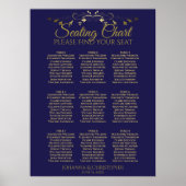 Poster Mariage de 9 tables simple Gold & Navy (Devant)