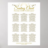 Poster Mariage de 9 tables simple Gold & White (Devant)
