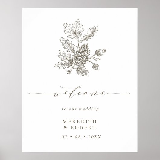 Poster Mariage de automne Acorn & Pinecone Succursale Bie (Devant)