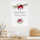 Poster Mariage de automne Aquarelle Florale Bienvenue (Cuisine)