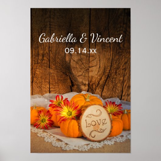 Poster Mariage de automne Citrouille rustique (Devant)