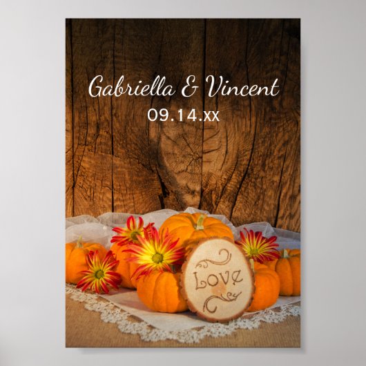 Poster Mariage de automne Citrouille rustique (Devant)