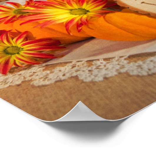 Poster Mariage de automne Citrouille rustique (Coin)