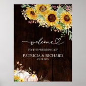 Poster Mariage de automne Citrouille Sunflower Bienvenue (Devant)