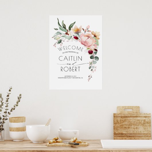 Poster Mariage de automne de fleurs en cascade rustique (Cuisine)