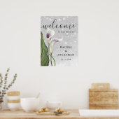 Poster Mariage de bienvenue aux lys calla blancs et viole (Cuisine)