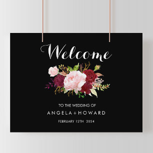 Poster Mariage de bienvenue classique Tropical Noir Bourg