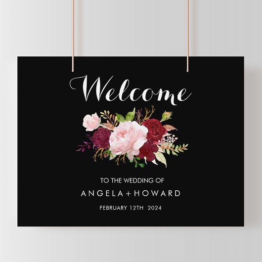 Poster Mariage de bienvenue classique Tropical Noir Bourg