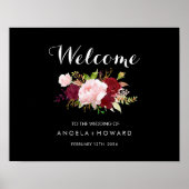 Poster Mariage de bienvenue classique Tropical Noir Bourg (Devant)
