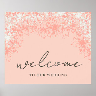 Poster Mariage de bienvenue Coral & Cream Filigree