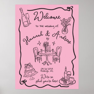 Poster Mariage de bienvenue de Hannah arbalète ondulée