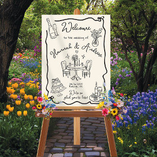 Poster Mariage de bienvenue de Hannah arbalète ondulée