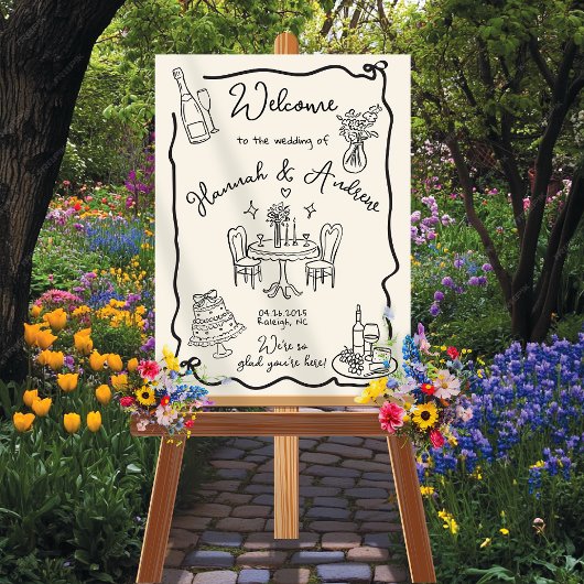 Poster Mariage de bienvenue de Hannah arbalète ondulée