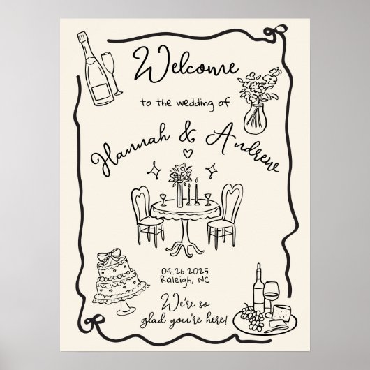 Poster Mariage de bienvenue de Hannah arbalète ondulée (Devant)