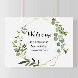 Poster Mariage de bienvenue des Feuilles verts tropicaux