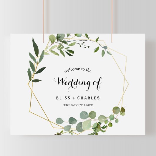 Poster Mariage de bienvenue des Feuilles verts tropicaux