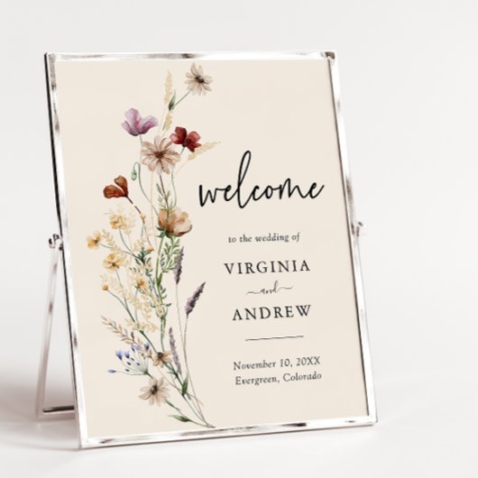 Poster Mariage de bienvenue du Fleur sauvage Boho