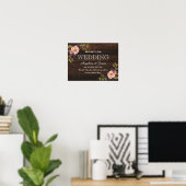 Poster Mariage de bienvenue en bois rustique (Bureau à domicile)