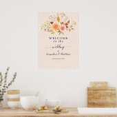 Poster Mariage de bienvenue Floral Damask Aquarelle (Cuisine)
