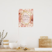 Poster Mariage de bienvenue géométrique Bokeh Rose Rose (Cuisine)