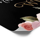 Poster Mariage de bienvenue Monogram Gold Floral Blush Bl (Coin)