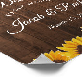 Poster Mariage de bienvenue Rustique Sunflower (Coin)