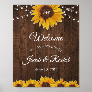 Poster Mariage de bienvenue Rustique Sunflower