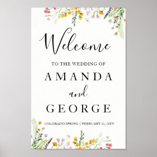 Poster Mariage de bienvenue signe de printemps fleur sauv
