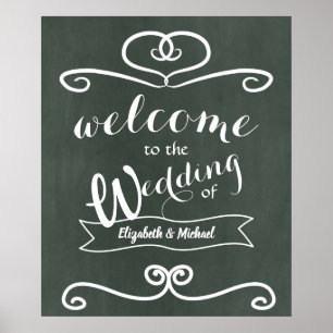 Poster Mariage de bienvenue Signer Vintage Chalkboard Bud