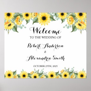 Poster Mariage de bienvenue Sunflowers Greenery