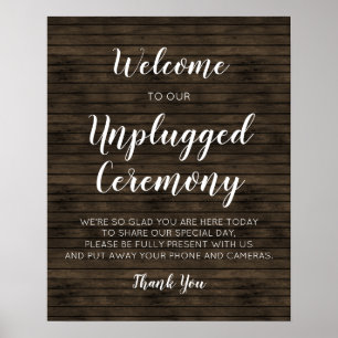 Poster Mariage de bois de grange rustique débranché Signe