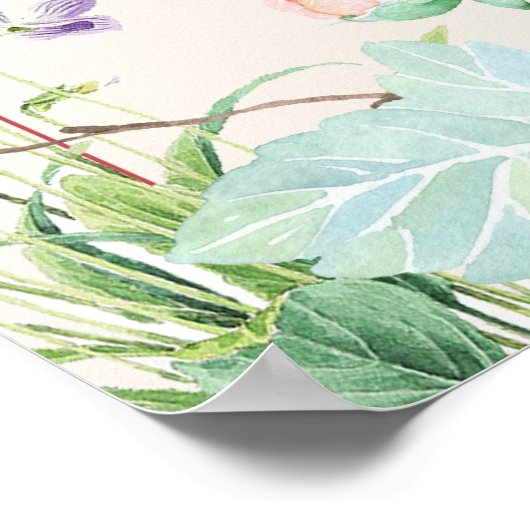 Poster Mariage de cadre Floral rose moderne (Coin)