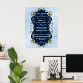 Poster Mariage de cadre métallique en satin bleu (Bureau à domicile)