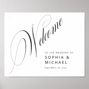 Poster Mariage de calligraphie de script romantique Affic